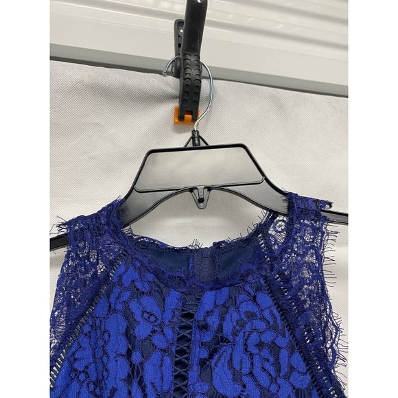 Trixxi Juniors Navy Sleeveless Lace Sheath Dress 12 - Picture 5 of 6